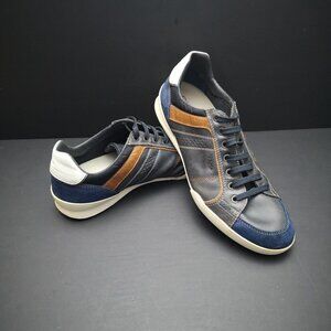 Geox Respira Men's Size 10 Navy Tan White Leather & Suede Tie Closure Shoes